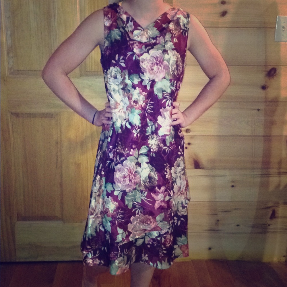 Silky fancy dress with flowers🌸